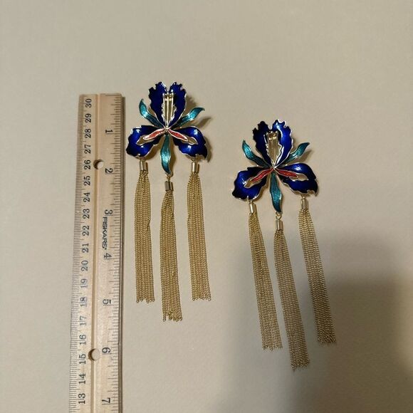 Flower drop earrings N602 - Picture 5 of 5